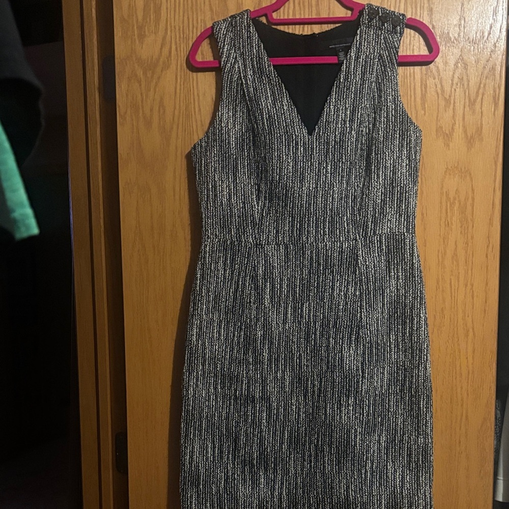White House Black Market Textured Black and White Midi Dress